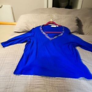 Quacker Factory Royal Blue Sparkle Top